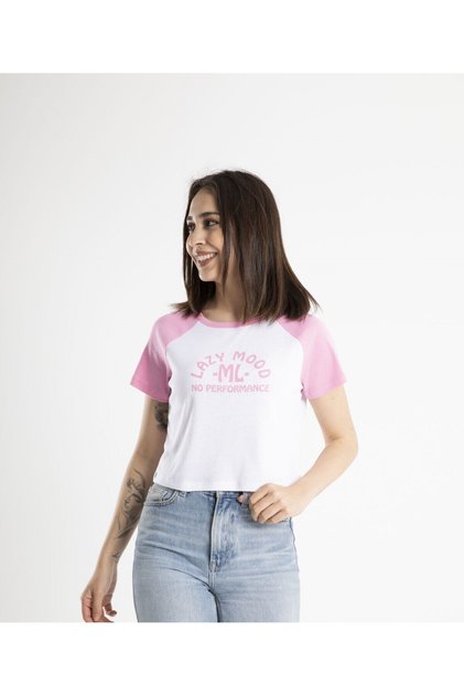 Women's Crop Printed Crew Neck T-Shirt