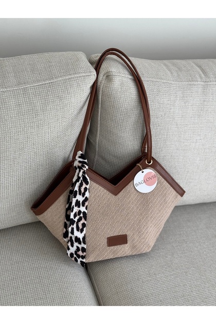 New Season Women's Shoulder Bag with Scarf and Corn Detail