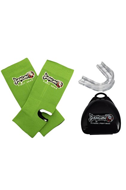 41280 Muay Thai Green Foot Socks and Professional Transparent Mouthguard Set of 2