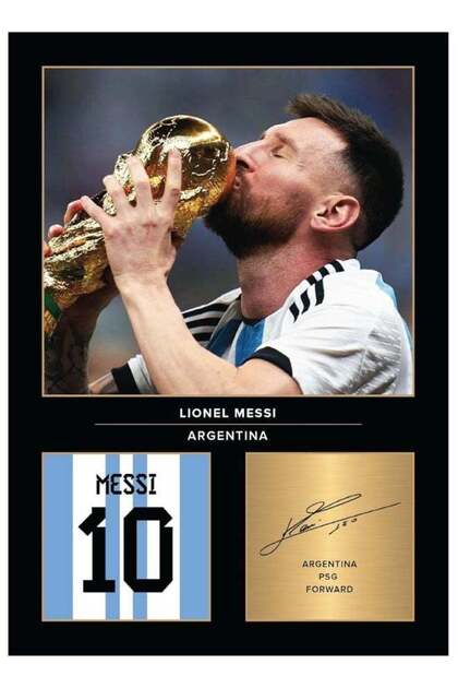 Icons Wall Art Lionel Messi World Cup Signed A4 Printed Photo Picture Display Gift For Argentina Fan