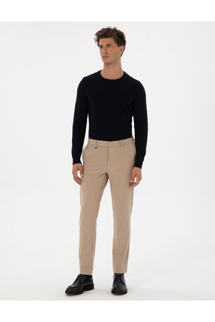 Beige Ex. Slim Fit Fabric Trousers 50311574-Vr011