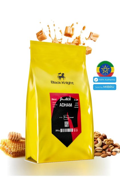 ADHAM Hybrid Coffee Bean 250g Hints Honey, caramel, nuts for Espresso V60 Filter محمصة بلاك نايت