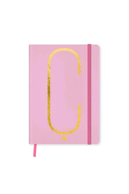 DEFFTER MONOGRAM HARF BASKILI LASTİKLİ SERT KAPAK ÇİZGİLİ DEFTER 168 SYF - Ç