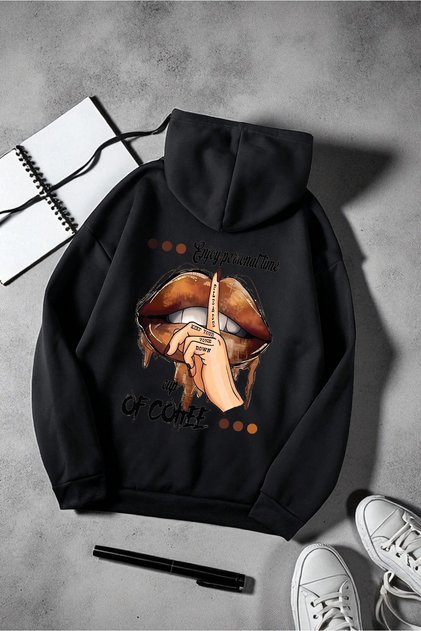 Enjoy Personel Time Printed Oversized Sweatshirt