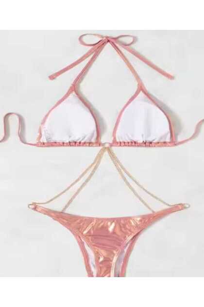 pembe zincirli bikini takımı
