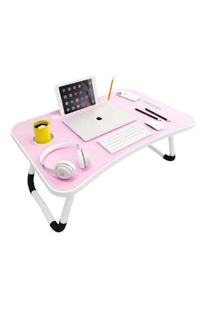 Generic Foldable Laptop Table With Cup Holder Multicolour 60 x 45cm