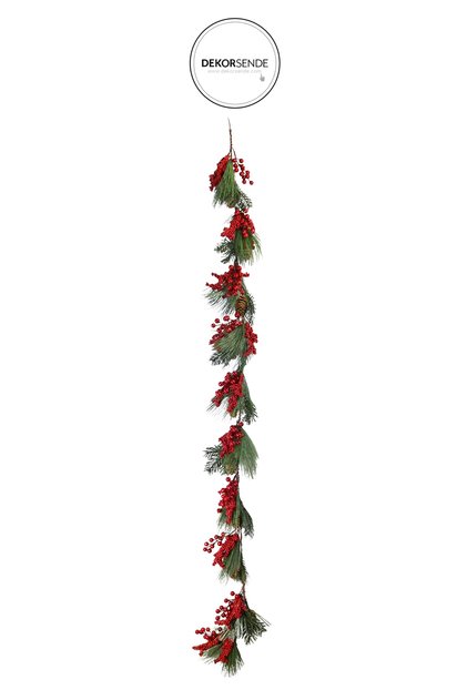 Christmas Ornament Berry Conifer Garland Red 175 cm