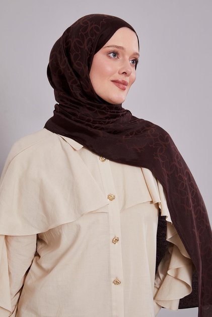 Bitter Brown Geometric Pattern Grazia Shawl
