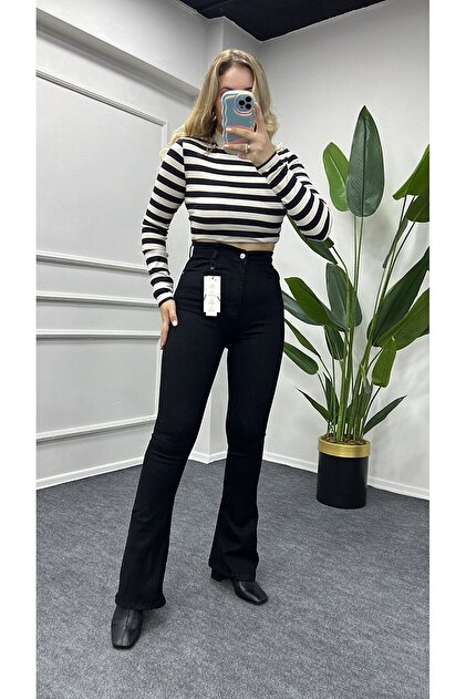 Trend Jean ZR черни размер 1 дънки за отслабване с екстра висока талия, пълна с ликра