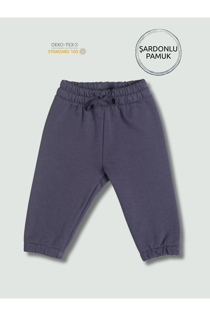 Baby Thick Cotton Pocketless Jogger Pants - Navy