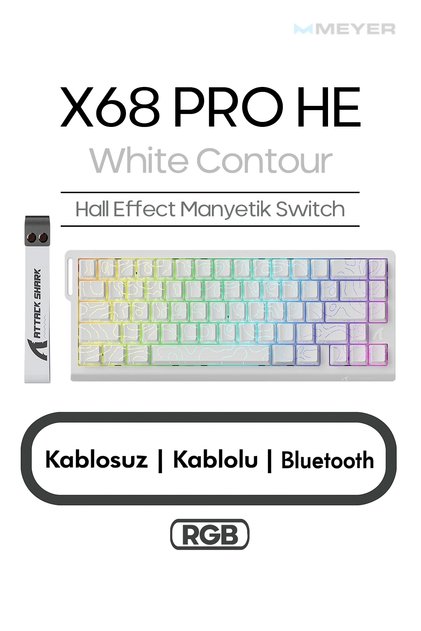 Attack Shark X68 PRO HE Hall Effect Rapid Trigger Mekanik Klavye [Manyetik Switch]
