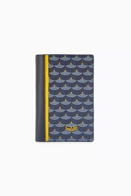 Etendard Scale Canvas Passport Cover with Cowhide and Colorful Edge Detail