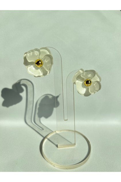 White Flower Earrings