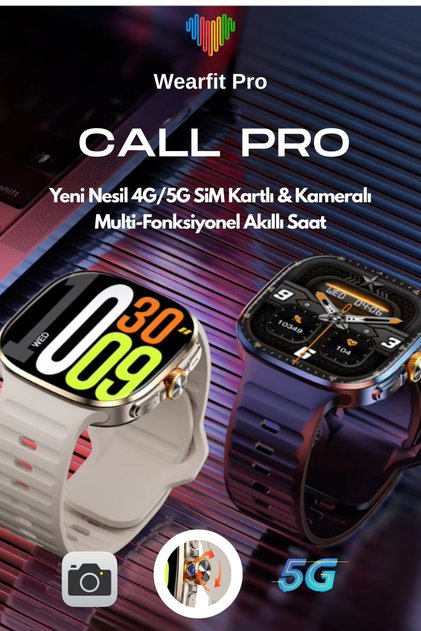 Call Pro 4G/5G Sim Kartlı BTK Kayıtlı Kameralı 1100 mAh Batarya 54mm Amoled Ekranlı Yeni Akıllı Saat