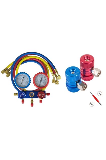 2 Valfli Manifold Gösterge Kiti 150 Cm Hortumlu Kutulu R134 A R22 R404 A R410 A Gaz