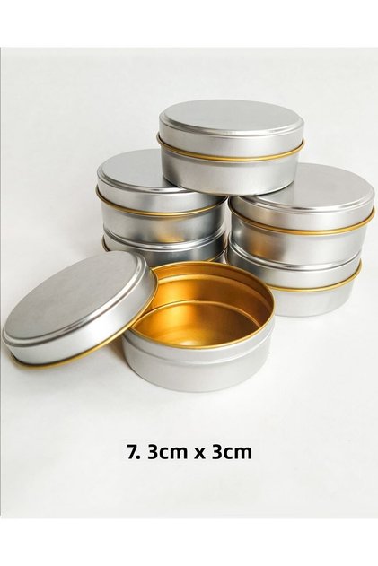 Silver Color Metal Box Candle And Gift Box 7,3x3cm 10 Pieces