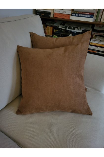 Light Brown Color Cotton Duck Fabric 2-Piece Throw Pillow Cover Pillowcase 45X45
