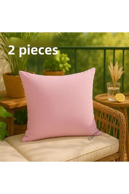 Duck Cloth Throw Pillow Cover Suitable for Punch Candy Pink (40X40 cm) 2 Pieces