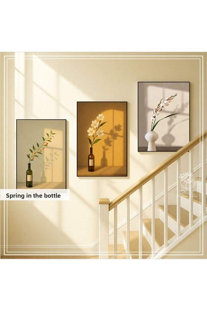 Digital Printed Metal Framed Real Glass 3-Piece Table - Spring in a Bottle