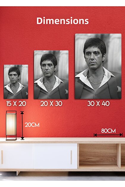 DekorHane Scarface, Scarred Face, Al Pacino - Metal Print Bright