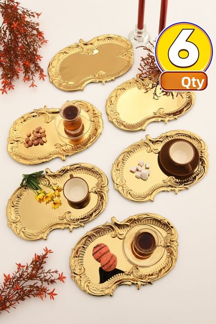 Silen Coffee Serving Tray Gold - Stainless Steel Cloud Model 6-Piece Set