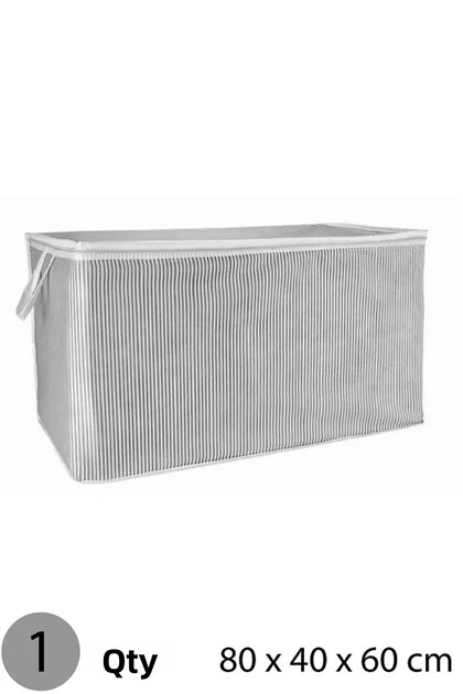 Gray Striped Zippered Mega Size Storage Bag Pillow-Quilt-Clothing Organizer 80*40*60 cm