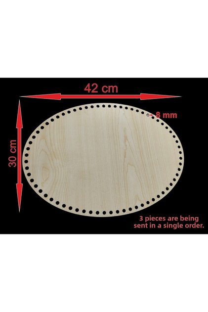 Wooden Banu 42X30 cm 3 Pcs Bamboo Tray Mesh Plate Supla Perforated Coaster Crochet Base Craft Basket Base
