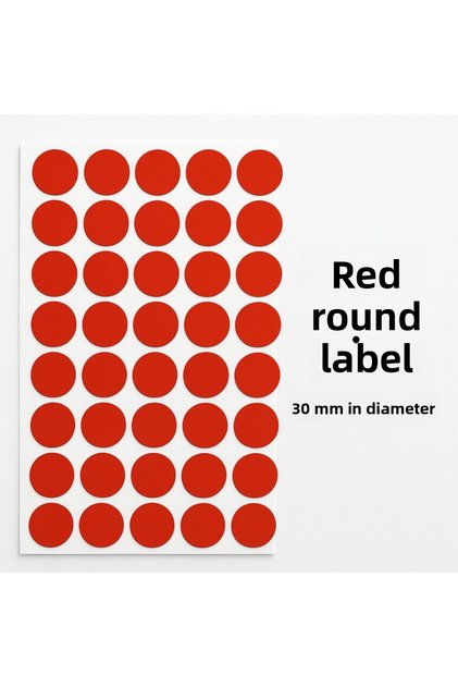 Round Label 30 mm Red Color 600 Pieces Labels - Quality Barcode
