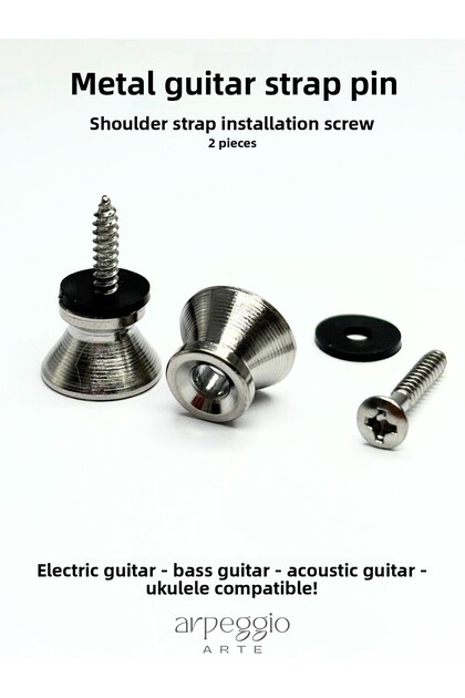 Metal Guitar Strap Pin – Silver Color – 2 Pcs Screws Set – Guitar Strap Mounting Part – Strap Lock