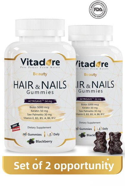 2 Pack Hair Nail Vitamin, Hair & Nails Gummy - Effective Anti-Hair Loss Vitamin for 2 Months