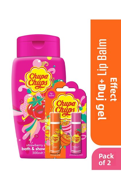 Lip Lip Balm 2 Pack Strawberry and Orange 300ml Strawberry Scented Shower Gel Gift
