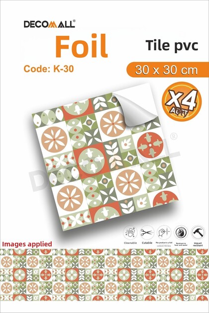 K-30 Tile Foil Self Adhesive Floor Tiles Bathroom Wall Covering Water Resistant 30X30Cm