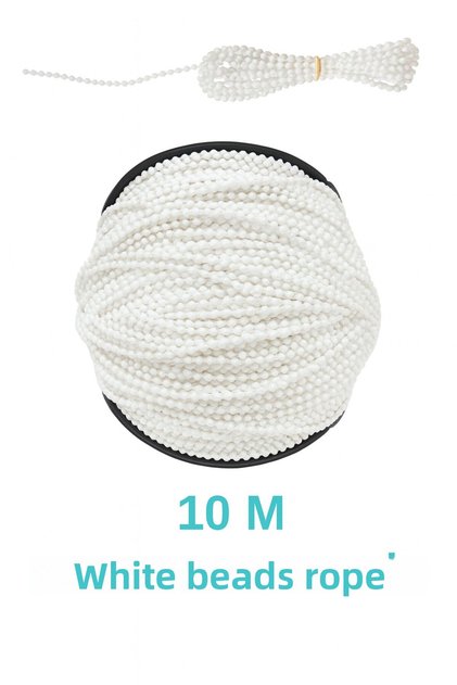 10meters Glass Balcony Plastic Beaded Rope Chains Bead Diameter 4.5mm (WHITE)