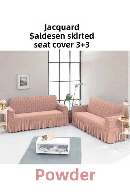 Shawl Pattern Jacquard Armchair, Sofa, Sofa Bed Cover, Lycra, Skirted, Seat Cover 3+3 (Two Pieces)