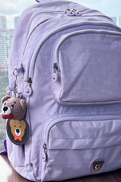 Unisex Lilac Backpack Teddy Bear School Bag Laptop and Travel Bag Waterproof 40X30X15Cm