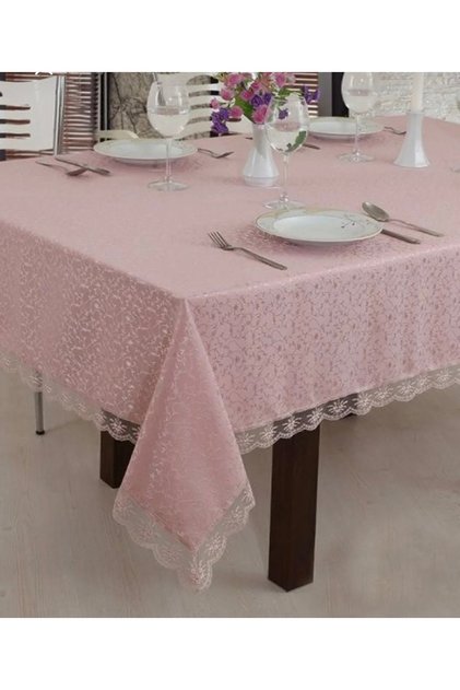 Kdk Dertsiz Masa Örtüsü, 8 Kişilik Güpürlü Masa Örtüsü, Leke Tutmaz Masa Örtüsü