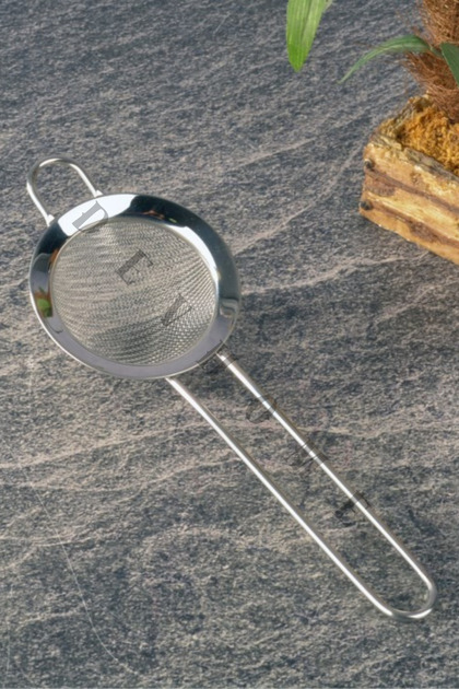 Paslanmaz Çelik İnce Gözenekli Çay Süzgeci 1 Adet – Cam Bardak Üstü, Ergonomik Saplı 5.5 cm