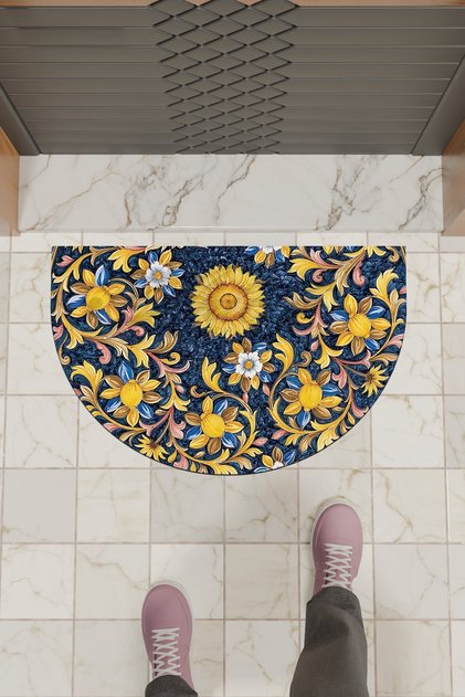 1Modern Digital Doormat Colorful Flower Pattern Doormat - Front Door Mat