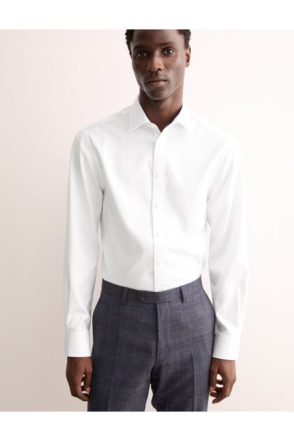 Tailored Fit Lüks Pamuklu Dokulu Gömlek