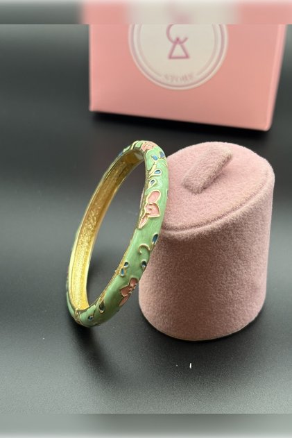 Gold Plated Colorful Enamel Women's Bracelet, Colorful Flower Bracelet, Gift for Lover