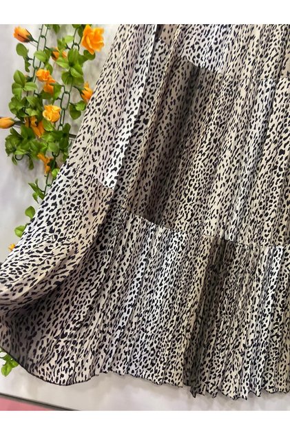 Leopard Print Chiffon Skirt with Lining