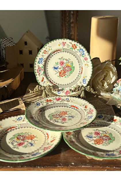 Spode Chinese Rose 食器セット英国製 廃盤 希少　フルセット SPODE Antika İngiliz Chinese Rose Renkli Çiçekli Tatlı/ Pasta