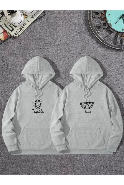 Double Combination Printed Oversize Unisex Women/Men Hooded Sweatshirt
