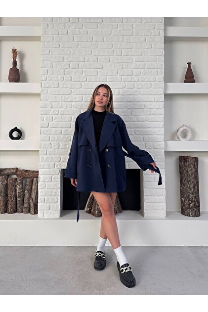 Women's Premium Short Trench Coat with Belt