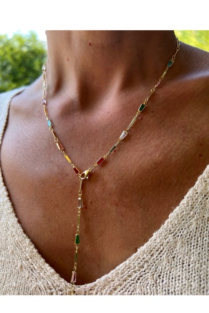 Colorful Y Low-Cut Necklace