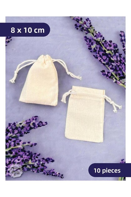 Laced Cream Raw Cloth Pouch - 8x10 cm 10 pcs Jewelry, Snack, Henna, Gift Soap Pouch - T873