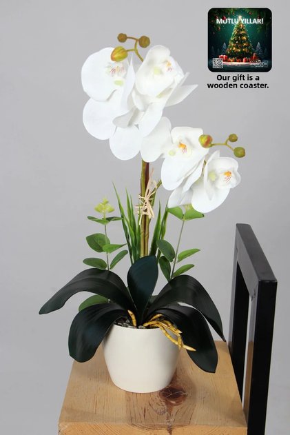 Orhidee umedă artificială decorativă albă 45 cm