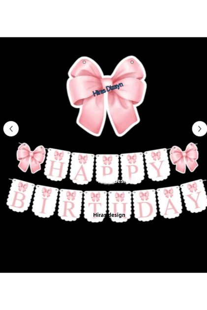 Pink Bow Ribbon Happy Birthday Written Banner Large Size Birthday Ornament 15 Pieces