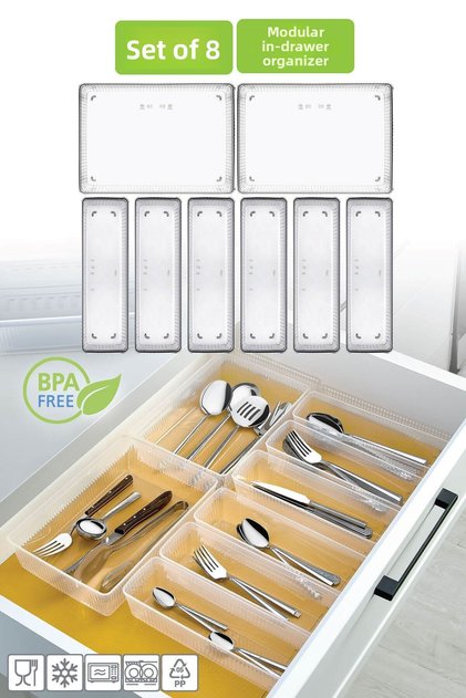 Set of 8 Modular Cutlery Set - Kitchen Organizer Drawer Organizer