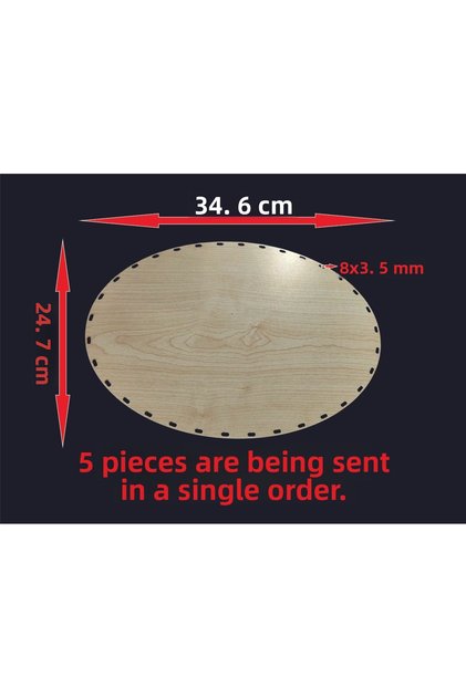 Wooden 35X25 Cream 5 Pieces Raddan Bamboo Tray Knitting Plate Coaster Crochet Base Craft Basket Base